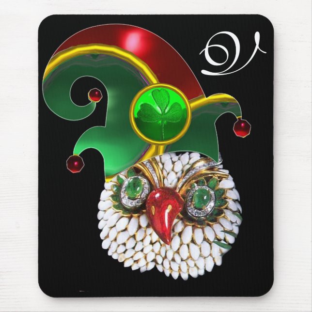 MOUSEPAD RUA PATRICK JEWEL OWL, ELF HAT E SHAMROCK MONOGRAM (Frente)
