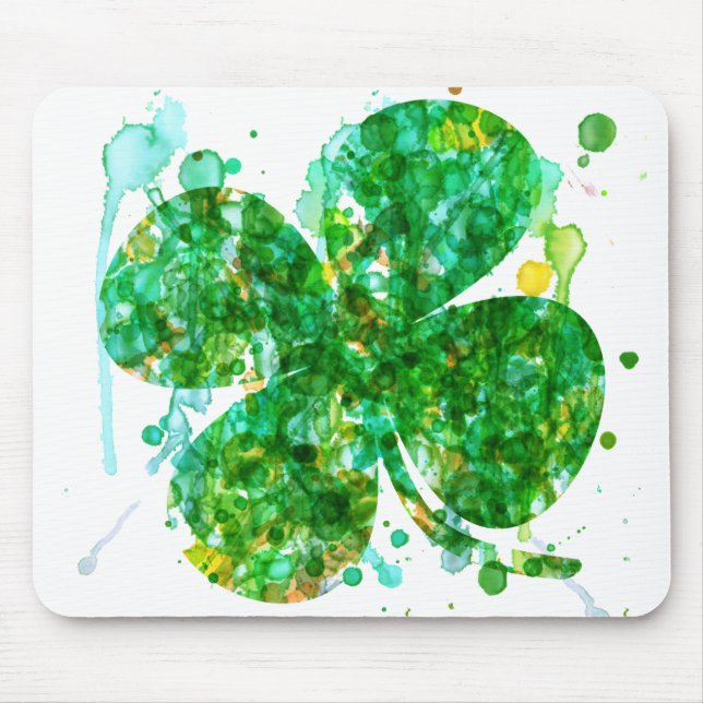 Mousepad Rua, Patricks Day Abstrato Shamrock Art (Frente)