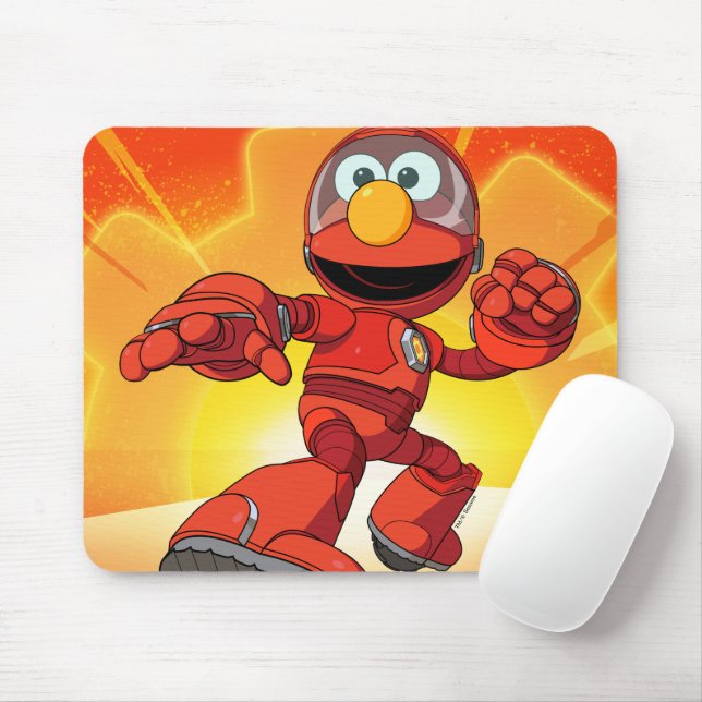 Mousepad Rua Sésamo | Mecha Construtor Elmo Em Ação (Com mouse)