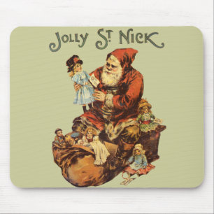 Mousepad Rua Vintage Santa Claus. Impressão de Arte Níquel