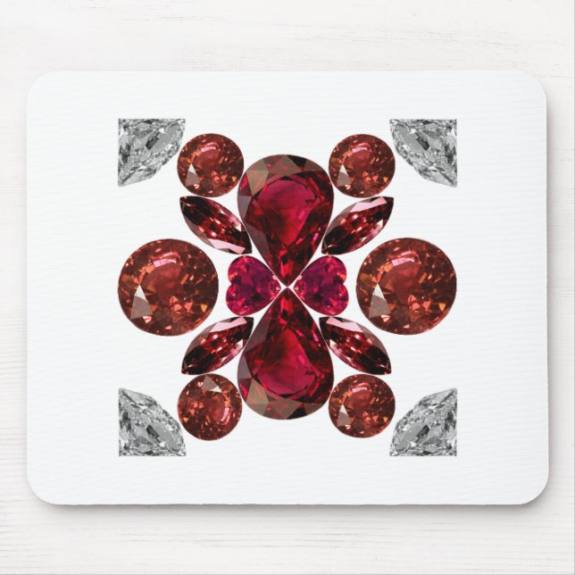 Mousepad Ruby & Diamond Gemstone Art Red (Frente)