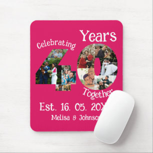 Mousepad Ruby Red 40th Wedding Anniversário 11 Foto Colagem