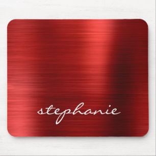 Mousepad Ruby Red Faux Bruted Metal Personalizado