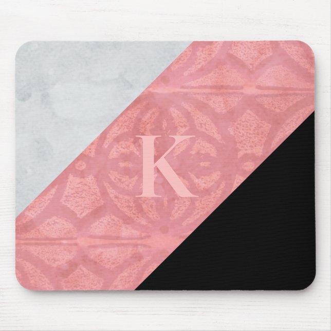 Mousepad Ruddy Pink Batik E Cinza Watercolor Letra (Frente)