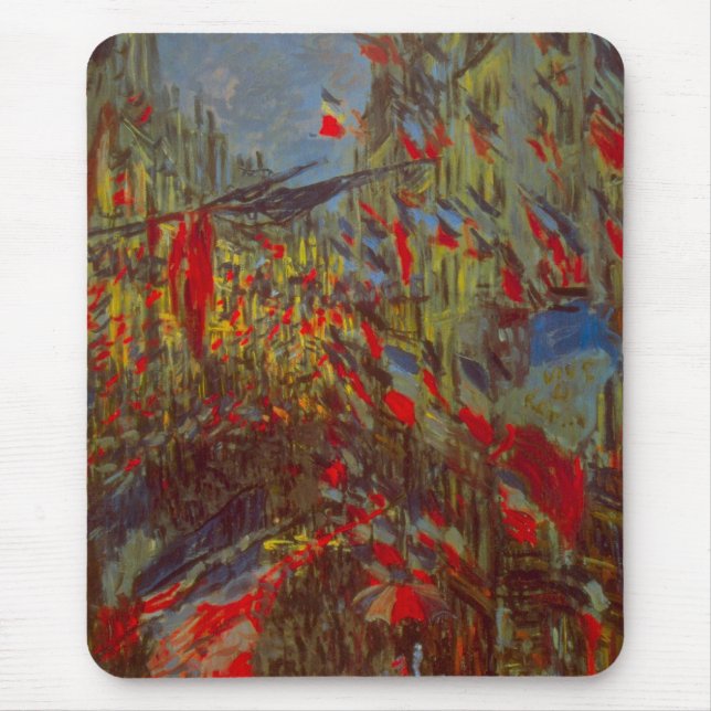 Mousepad Rue Montorgueil com Bandeiras por Claude Monet (Frente)