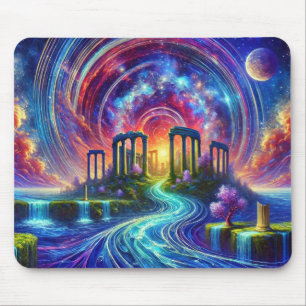 Mousepad Ruínas do Templo Celestial com Rio Cósmico Fluindo