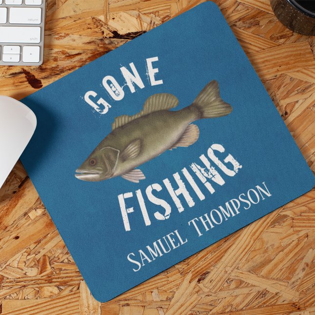 Mousepad Russo Azul Foi Pescar Personalizado (Gone Fishing Custom Mousepad)