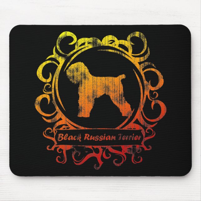 Mousepad Russo preto resistido elegante Terrier (Frente)