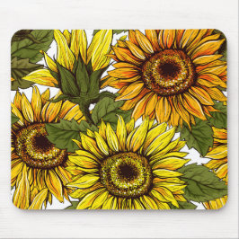 Mousepad Russo Vintage Amarelo Laranja Girassóis