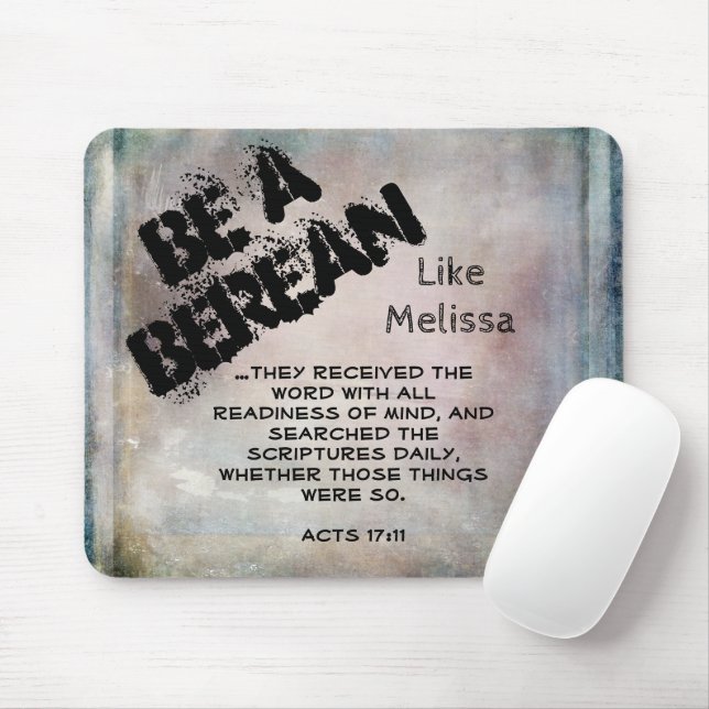 Mousepad Rustic Be A Berean Bíblia Scripse Verso (Com mouse)
