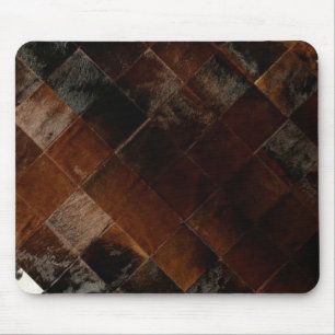 Mousepad Rustic Brown Patchwork Cowhide