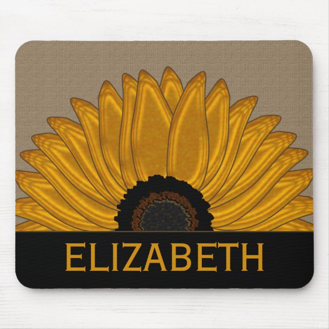 Mousepad .Rustic Country Burlap Sunflower Wedes Favor (Frente)