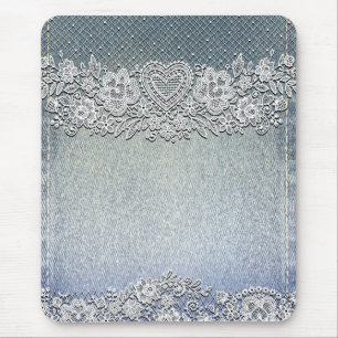Mousepad Rustic Kraft & Renda de Renda Chic de Casa de Camp