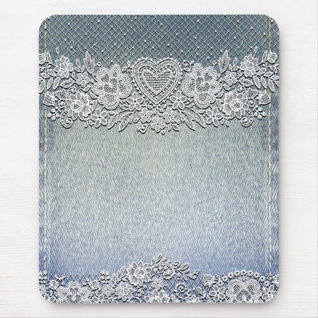Mousepad Rustic Kraft & Renda de Renda Chic de Casa de Camp (Frente)