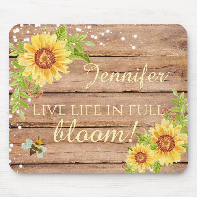Mousepad Rustic Live Life In Cheio Bloom Yellow Floral (Frente)