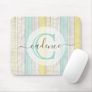 Mousepad Rustic Mint & Yellow Boho Geo Modern Personalizado
