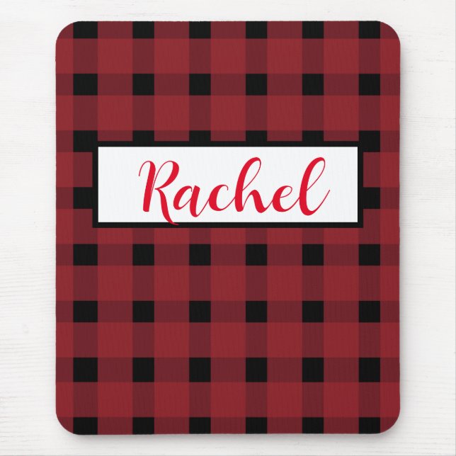 Mousepad Rustic Red Black Gingham (Frente)