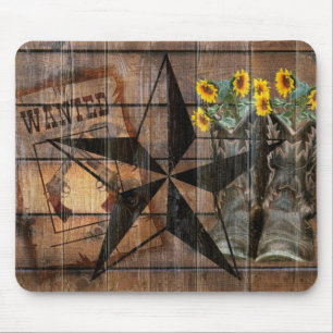 Mousepad Rustic Texas Star Western Pistola Boots