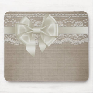 Mousepad Rustic Vintage Burlap & Lace