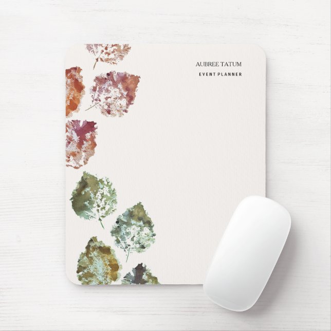 Mousepad Rustic Watercolor Art Falling Leaves Autumn (Com mouse)