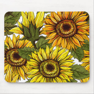Mousepad Rústico Vintage Amarelo Laranja Girassóis