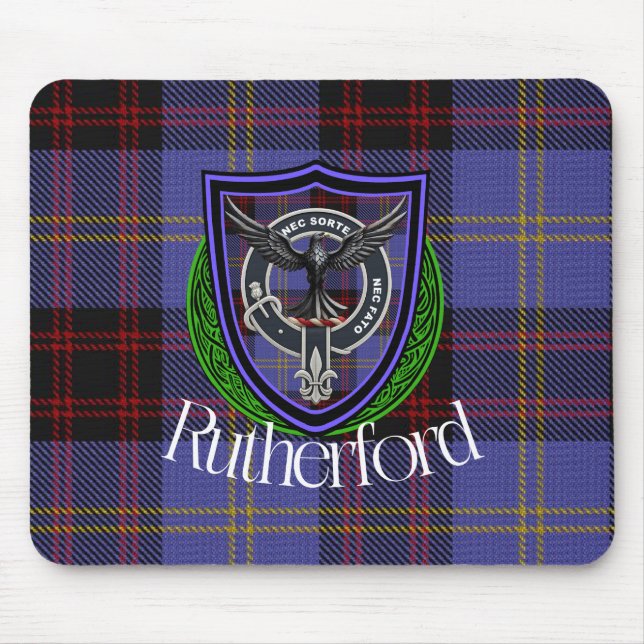 Mousepad Rutherford Scottish Clan Tartan and Crest  (Frente)