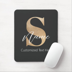 Mousepad S & Name Iniciais Monogramados Modernos Personaliz