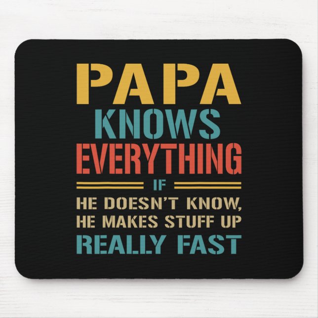 Mousepad Sabe Tudo Presente Engraçado do Dia dos Pais para  (Frente)