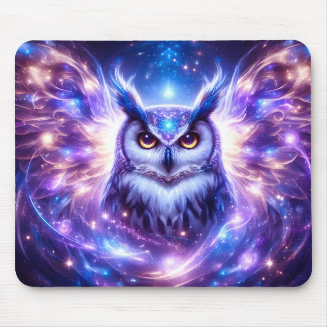 Mousepad Sabedoria Mística Cósmica Coruja Espiritual Celest (Frente)