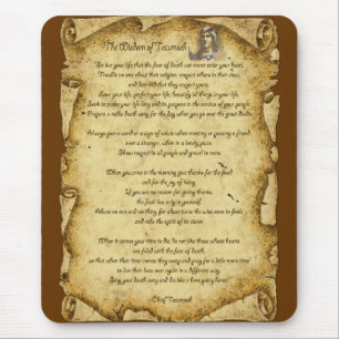 Mousepad Sabedoria Nativa Americana do Chefe Tecumseh