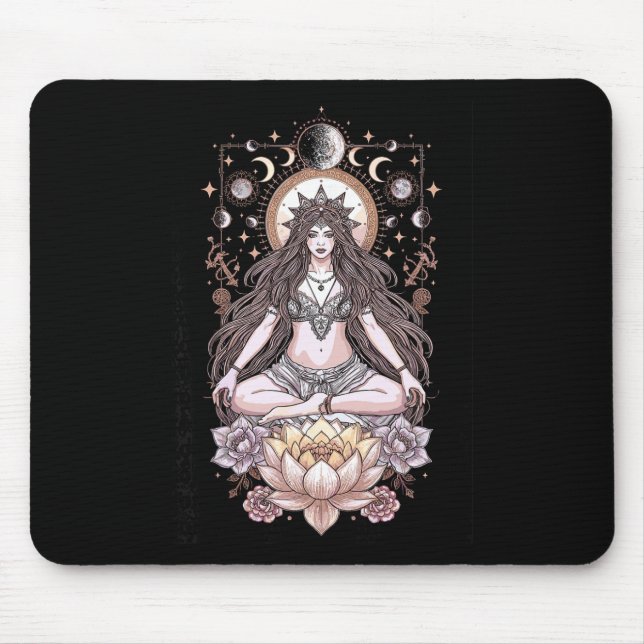 Mousepad Sacerdotisa de Meditação do Lótus Lunar Fases da L (Frente)