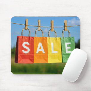 Mousepad Sacos de Compras de Liquidação em um Varal