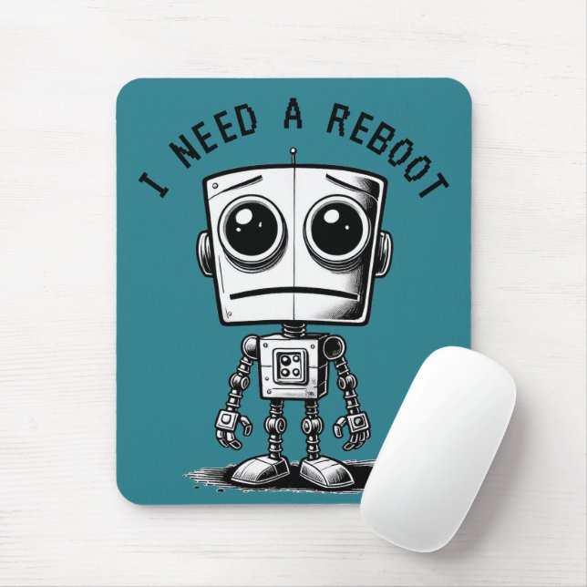 Mousepad Sad Robot - Preciso De Uma Reinicialização (Com mouse)