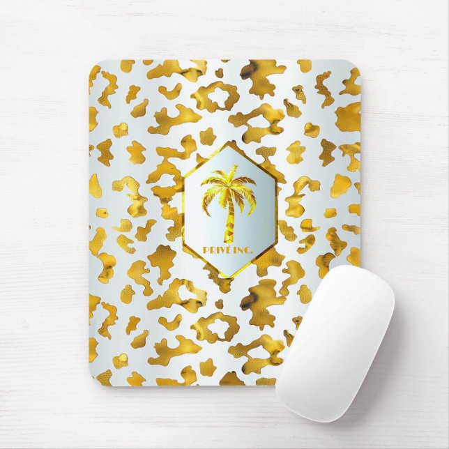 Mousepad Safari Chic Luxe Gold & White Animal Print (Com mouse)
