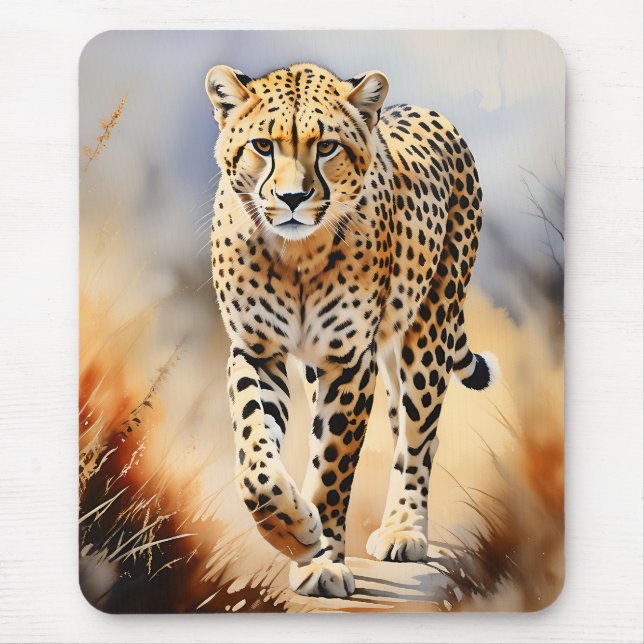 Mousepad Safari Watercolor Cheetah Nature (Frente)