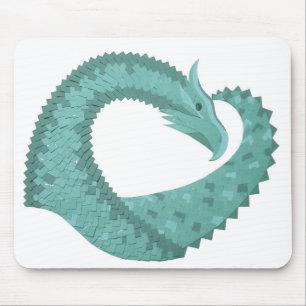 Mousepad Sage green heart dragon on white