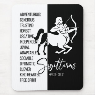 Mousepad Sagitário - Sinal Zodiac - Mousepad, Preto e Bran
