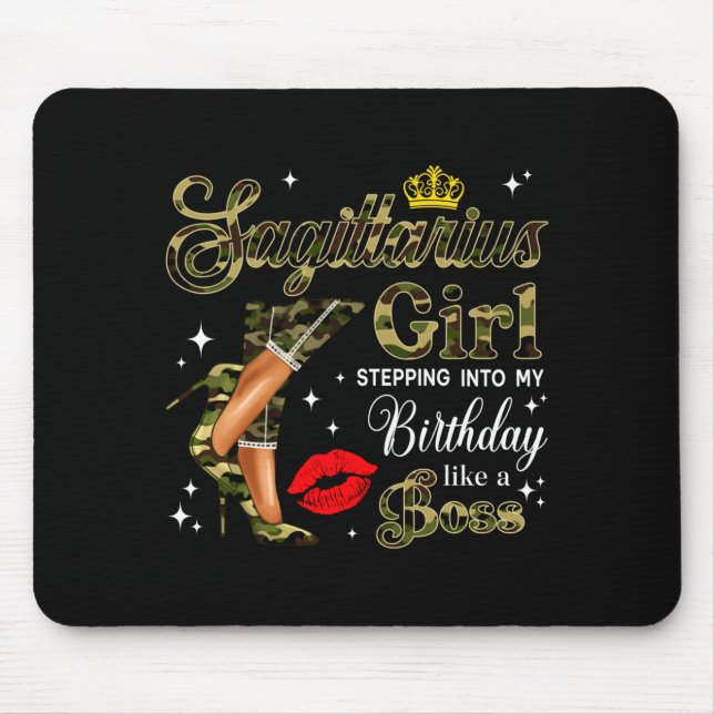 Mousepad Sagittarius Girl Camouflage Black Woman Camo Heels (Frente)