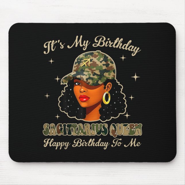 Mousepad Sagittarius Queen Black Woman With Cap Camo Afro G (Frente)