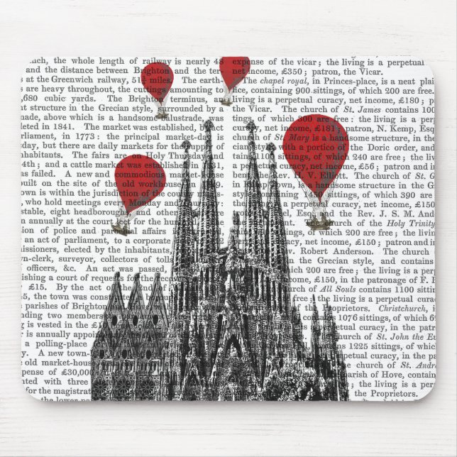 Mousepad Sagrada Família e Balões de Ar Quente Vermelho (Frente)