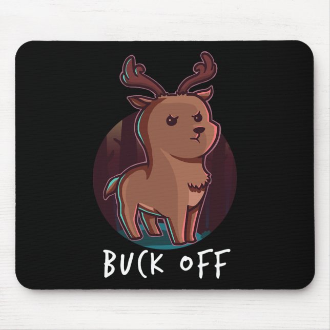 Mousepad Sai Daqui Deer Middle Finger Engraçado Caça Hun (Frente)