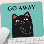 Mousepad Sai Do Meio Do Dedo Negro Engraçado<br><div class="desc">Vá Para Fora Do Mouse Negra Negro Engraçado De Gato. Personalize este design personalizado com o seu próprio texto e escolha o seu próprio fundo de cor.</div>