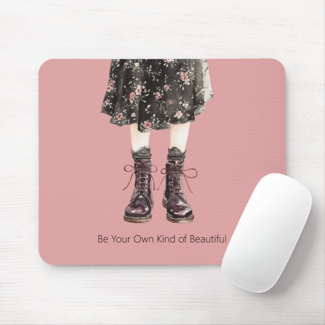 Mousepad Saia de Botas com Flores Preto e Rosa (Com mouse)