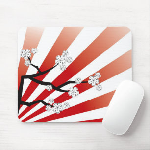 Mousepad Sakura Sunrise Zen Stripes Blossomas Brancos