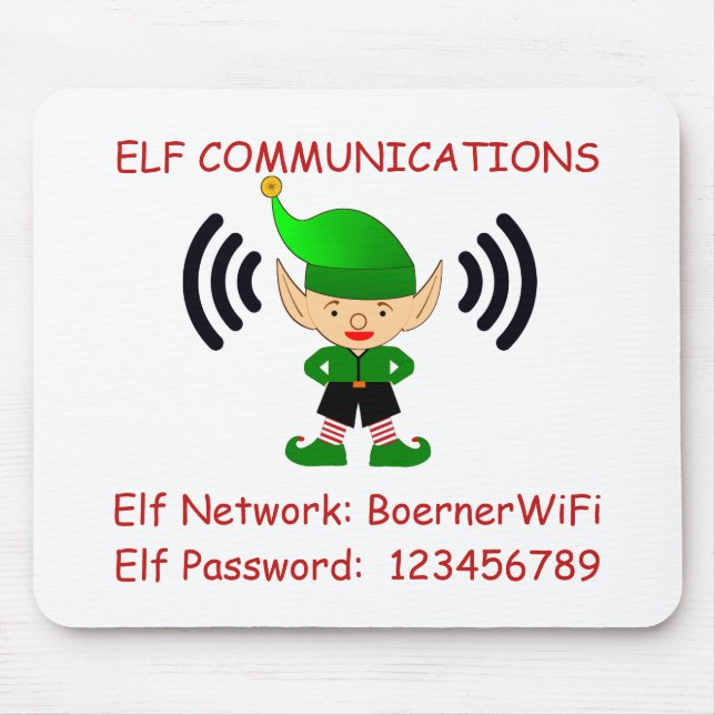 Mousepad Sala de Computador Convidado do Elf Natal Wi-Fi (Frente)