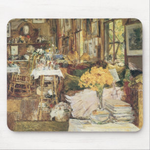 Mousepad Sala de Flores por Childe Hassam, Arte Fino Vintag