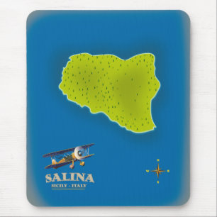 Mousepad Salina, Sicília mapa poster de viagem mapa