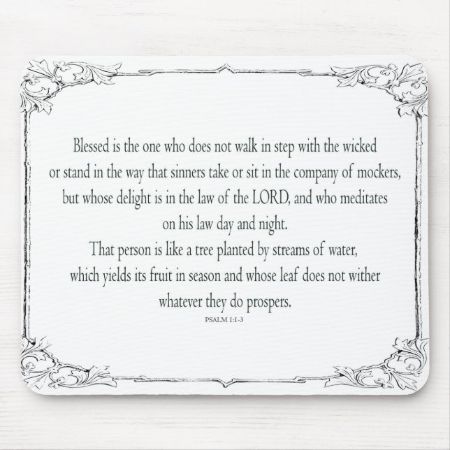 Mousepad Salm 1 Art - Abençoado, Direito, com Design Floral (Frente)