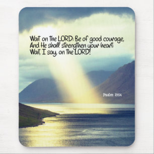 Mousepad Salm 27:14 Espere no oceano Verso da Bíblia LORD