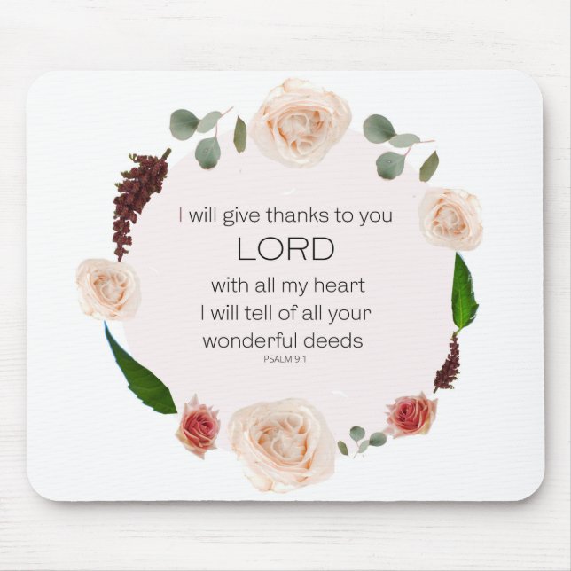 Mousepad Salm 9:1, Bíblia Verso (Frente)